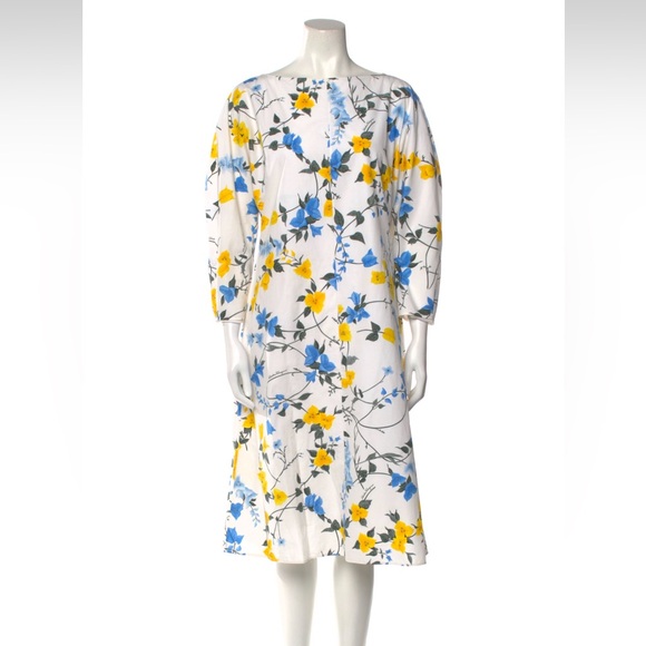 Salvatore Ferragamo Dresses & Skirts - Salvatore Ferragamo Floral Runway Printed Boat Neck MIDI Dress 2017 38 8